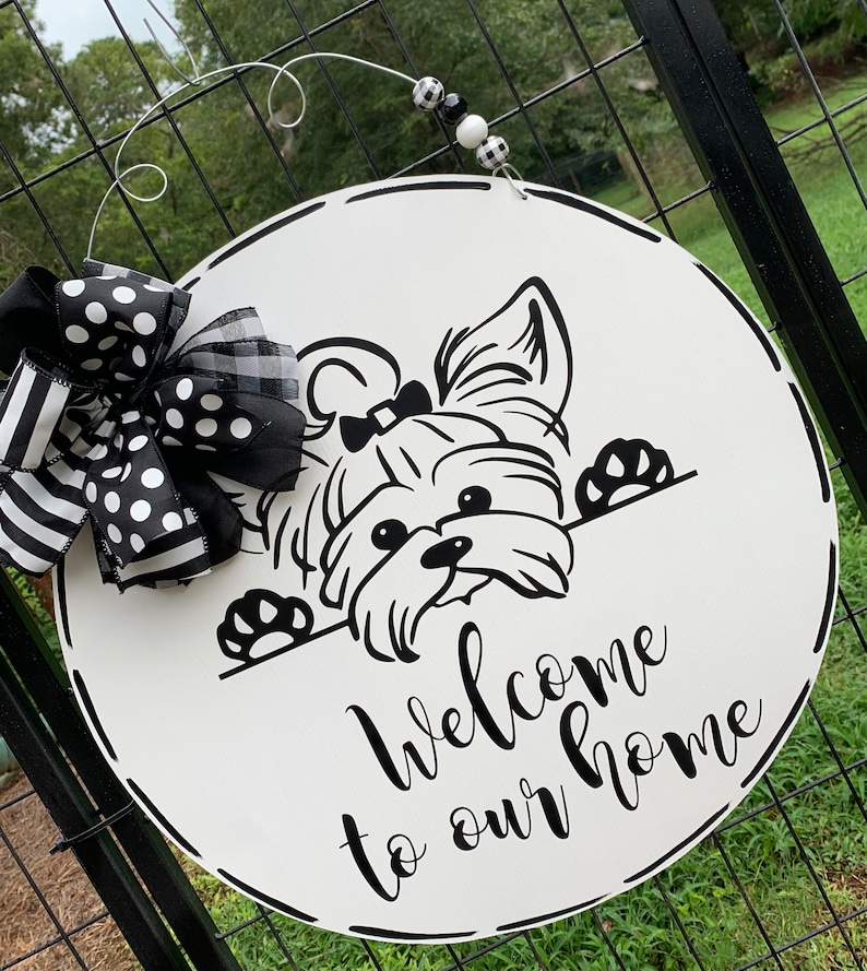 Yorkie front door hanger, dog door hanger, front door hanger image 5