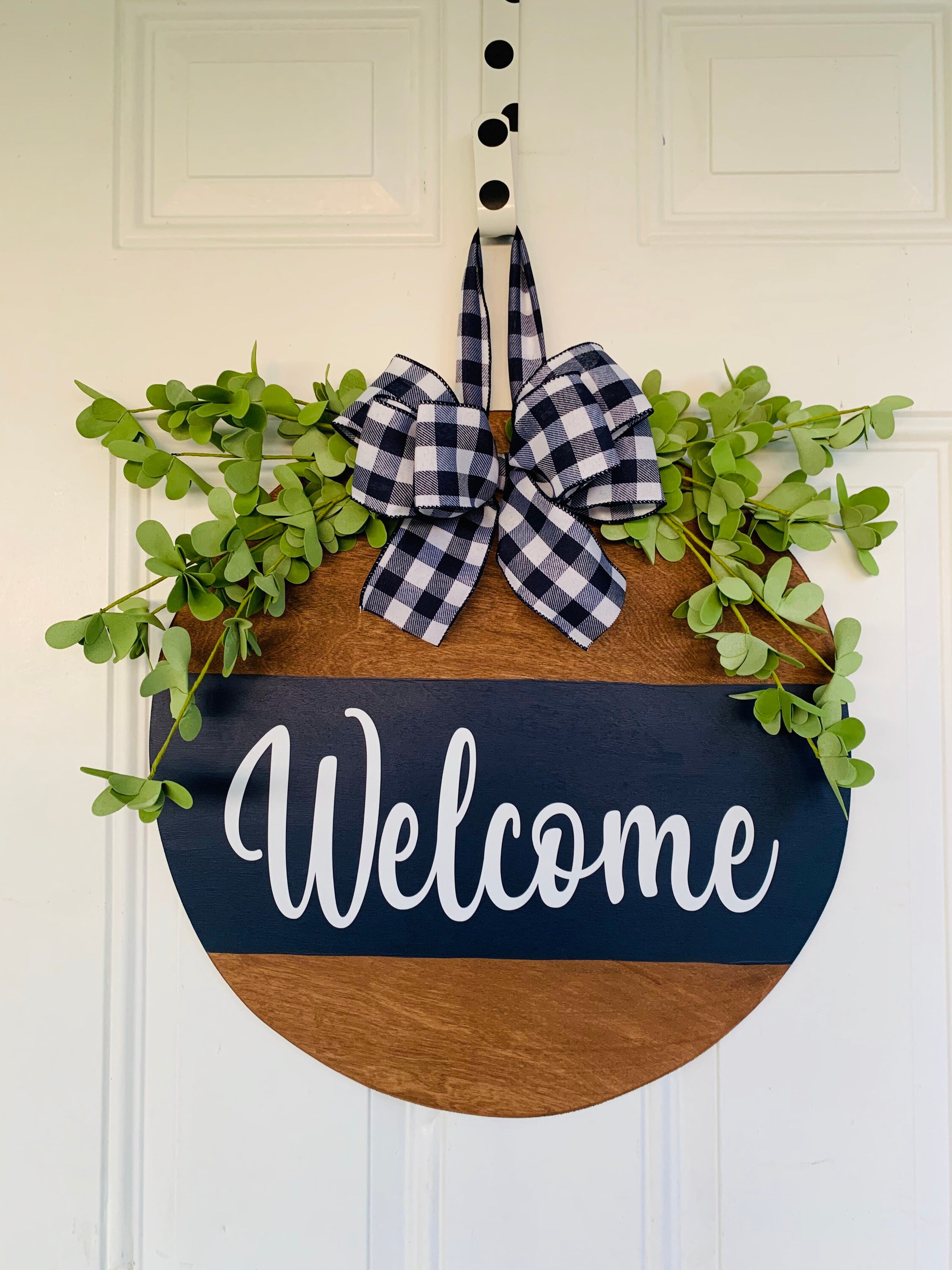 Door Hanger Round Door Hanger With Greenery Front Etsy