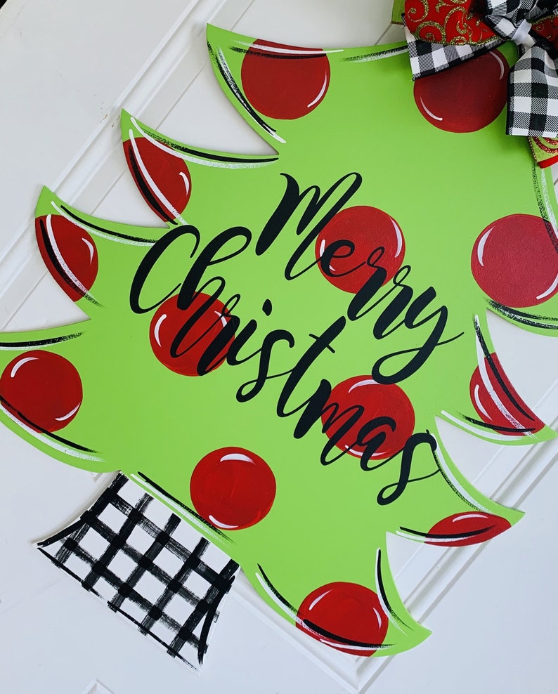 Christmas Door Hangers Christmas Wreath Christmas Tree Door Etsy
