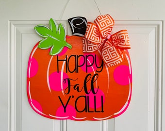 Fall door hanger, pumpkin door hanger, outside fall decorations