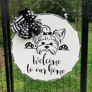 Yorkie front door hanger, dog door hanger, front door hanger image 2