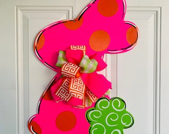 Easter bunny door hanger, Easter wreath, Easter front door hanger