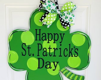 St. Patrick's day door hanger, Shamrock front door hanger, Mardis Gras door hanger