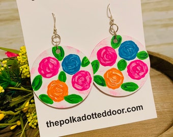 Hand painted dangle earrings Lilly inspired earrings