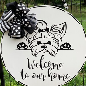 Yorkie front door hanger, dog door hanger, front door hanger image 3