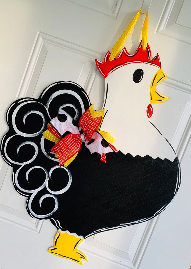Rooster door hanger front door sign farmhouse decor Etsy