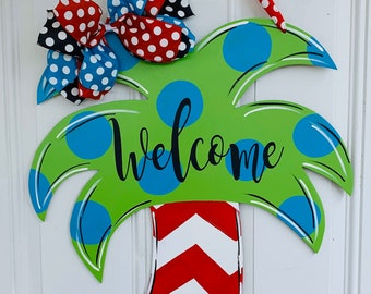 Palm tree door hanger, Palmetto tree, beach decor