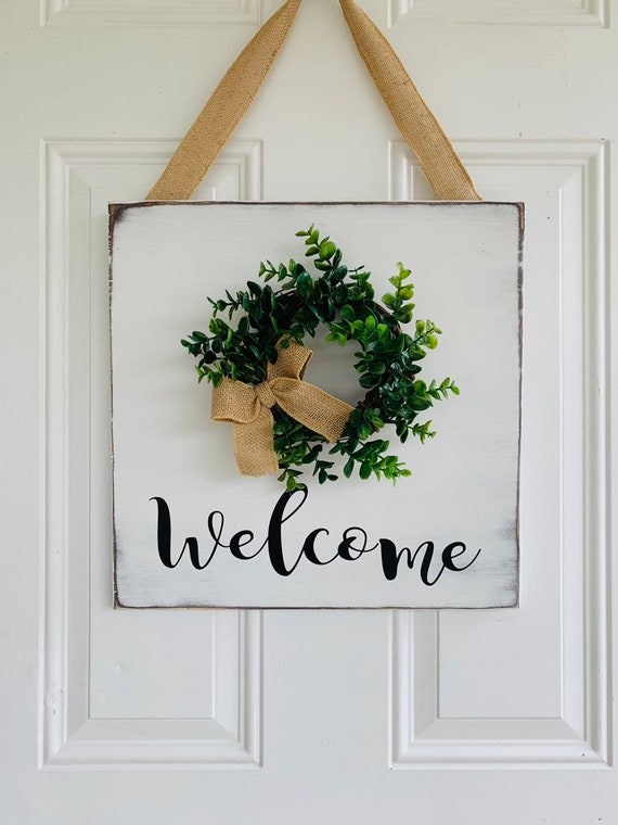 Welcome Front Door Sign Wreath Welcome Sign Welcome Signs | Etsy