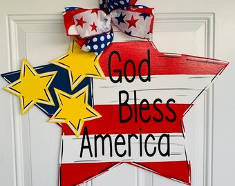 Independence day star door hanger, July 4th door hanger, USA door hanger, American flag door hanger, #makeamericagreatagain