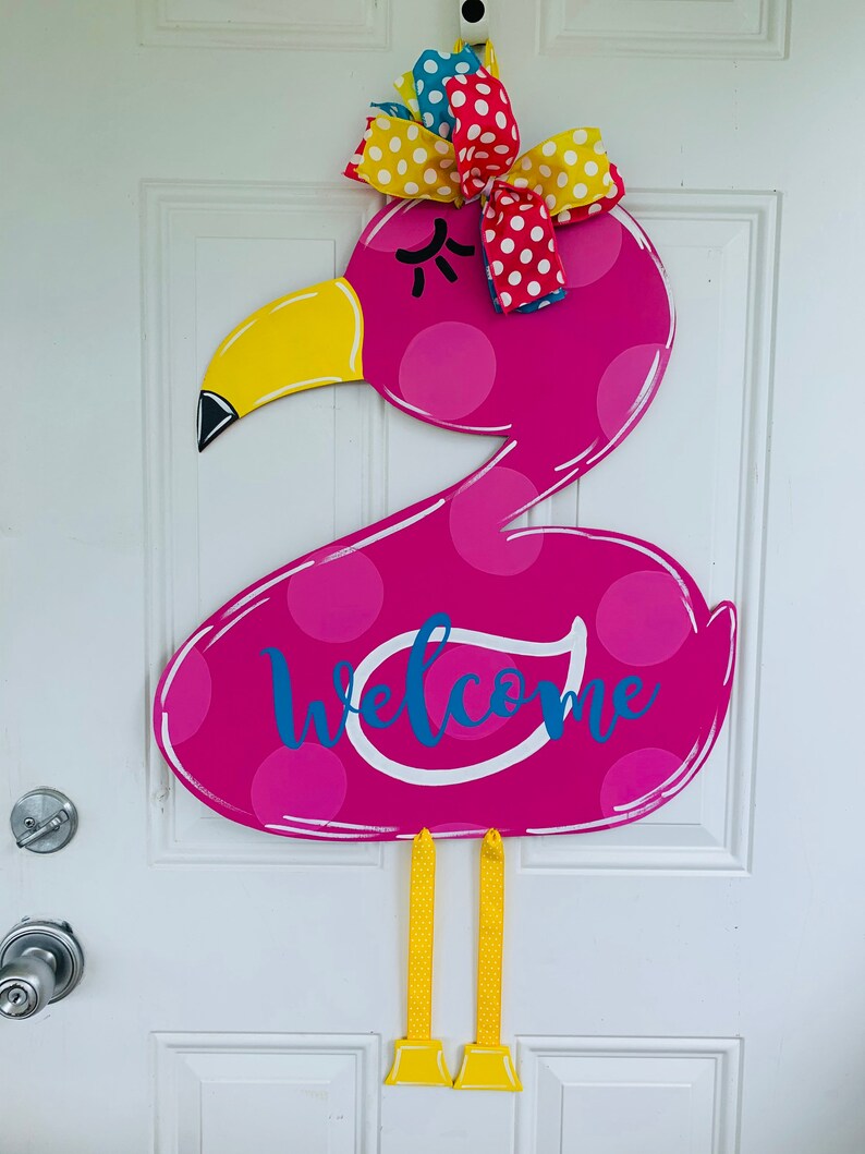 Flamingo door decoration door hanger monogrammed door Etsy