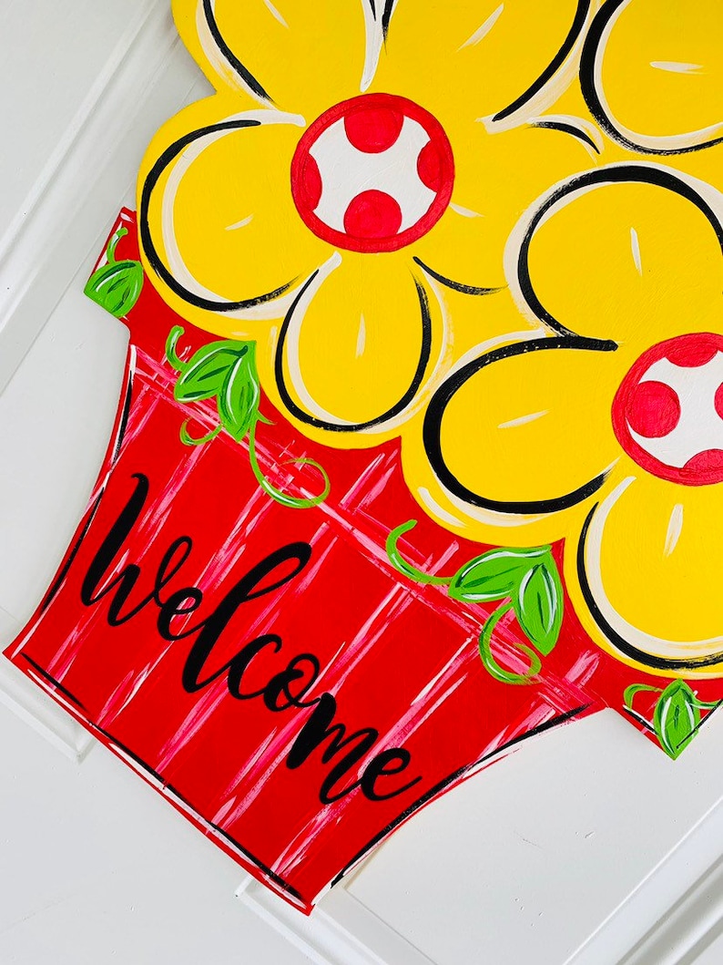 Summer Flower Door Hanger Summer Door Hanger Year Round Door Etsy