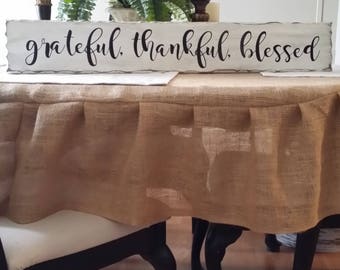 Grateful, thankful, blessed distressed wood sign, grateful wood sign, hand painted Blessed sign