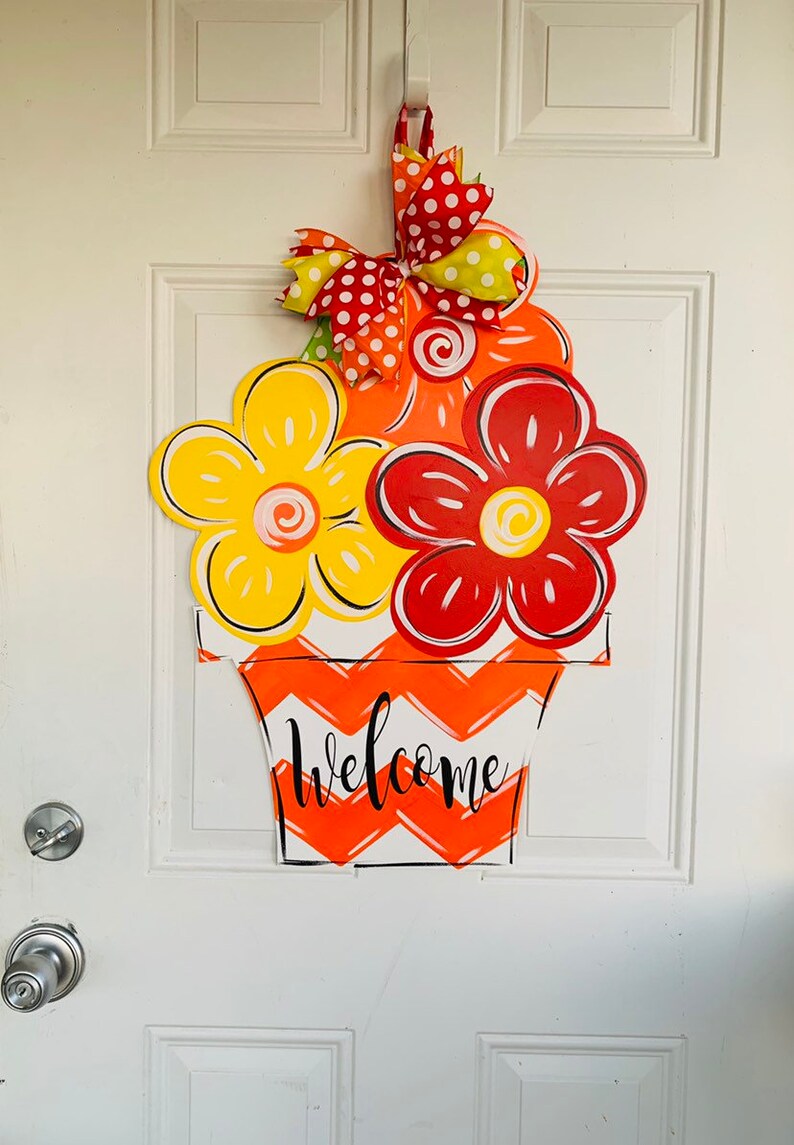 Flower Door Hanger Spring Door Hanger Door Hanger Etsy