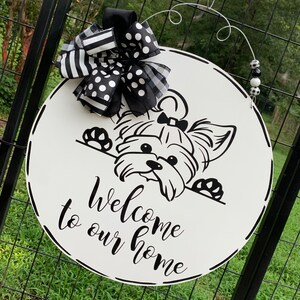Yorkie front door hanger, dog door hanger, front door hanger image 4