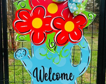 Spring door hanger, Summer door hanger, flower door hanger, Spring wreath door hanger