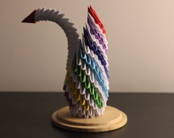 3D Origami Rainbow Swan, Home Decor