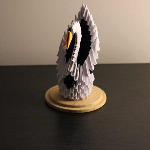 Origami 3D cygne noir et blanc, décoration d'intérieur