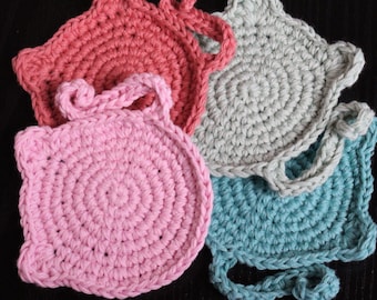 Crochet Cat Coasters — Set of 2, 4, or 6 — Cat Lover gift, Birthday Gift, Christmas Gift, Housewarming Gift, Under 10 Euro