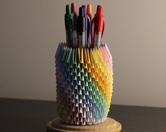 3D Origami Inverted Multi-Color Pen/Pencil Holder, Home Decor, Organizer