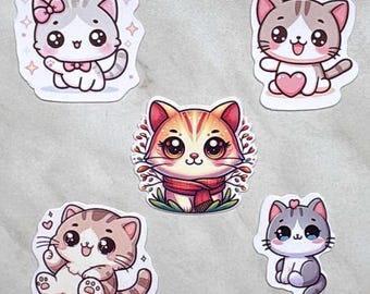 Adesivos fofos de gatinhos de desenho animado | À prova d'água, presente perfeito para amantes de gatos