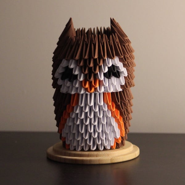 Hibou en origami 3D, décoration d'intérieur, porte-stylo/crayon