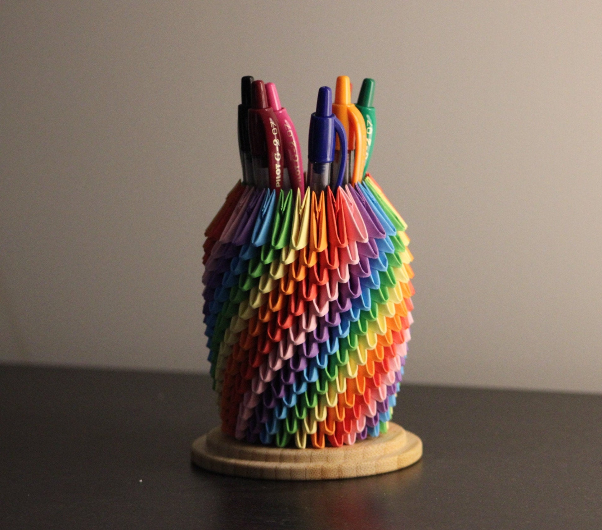 3D Origami Rainbow Pen/Pencil Holder | Home Decor | Desk Organizer
