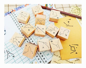 Free shipping,wood Constellation stamp, Zodiac signs