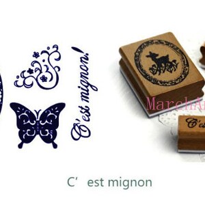 Free Shippingtin Stempel set - C est Mignon Stempel - Holzstempel - Deko Stempel 12 Arten wählen