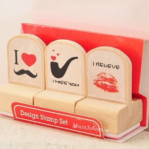 Darmowa wysyłka 2 szt./partia pieczątek Kiss- Love Stamp- Diary Stamp - Decor Stamp 3 szt. w