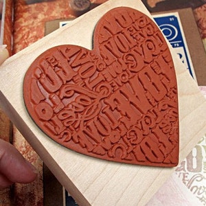 1 Stück Super Size Love Herz Stempel - Holz Stempel - Spitze Stempel - Tagebuch Stempel - 9 cm x 9 cm