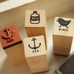 Gratis verzending Nautische stijl stempel set - Sea Life Stempel Set (met inktpad) - Deco Stempel - Dagboek Stempel 3 stuks in