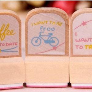 Gratis verzending 3ps / lot Travel Stamp, Houten Rubber Stempels - Dagboek Stempels - 3pcs in