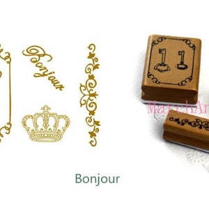 free Shipping tin stamp set - Bonjour Stamp - Timbro in legno - timbro deco 12 stili per scegliere