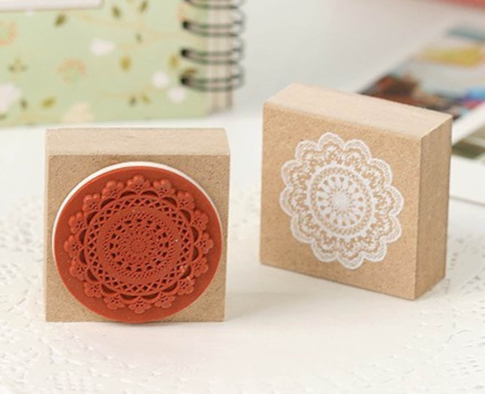 2pcs/set Lace Stamp Wooden Rubber Stamps Diary Stamps Etsy