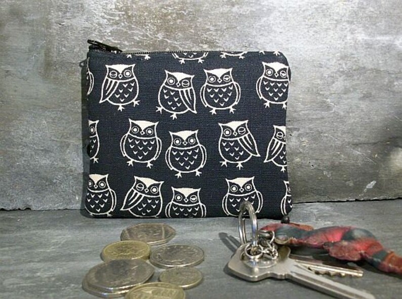 Coin Purse Handmade UK Seller Money Pouch Change Purse Owl Print Purse