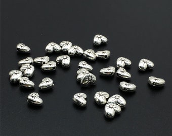 Tibetan Puffy Heart Beads 5.5mm Antique Silver 50 Pcs Art Hobby DIY Jewellery