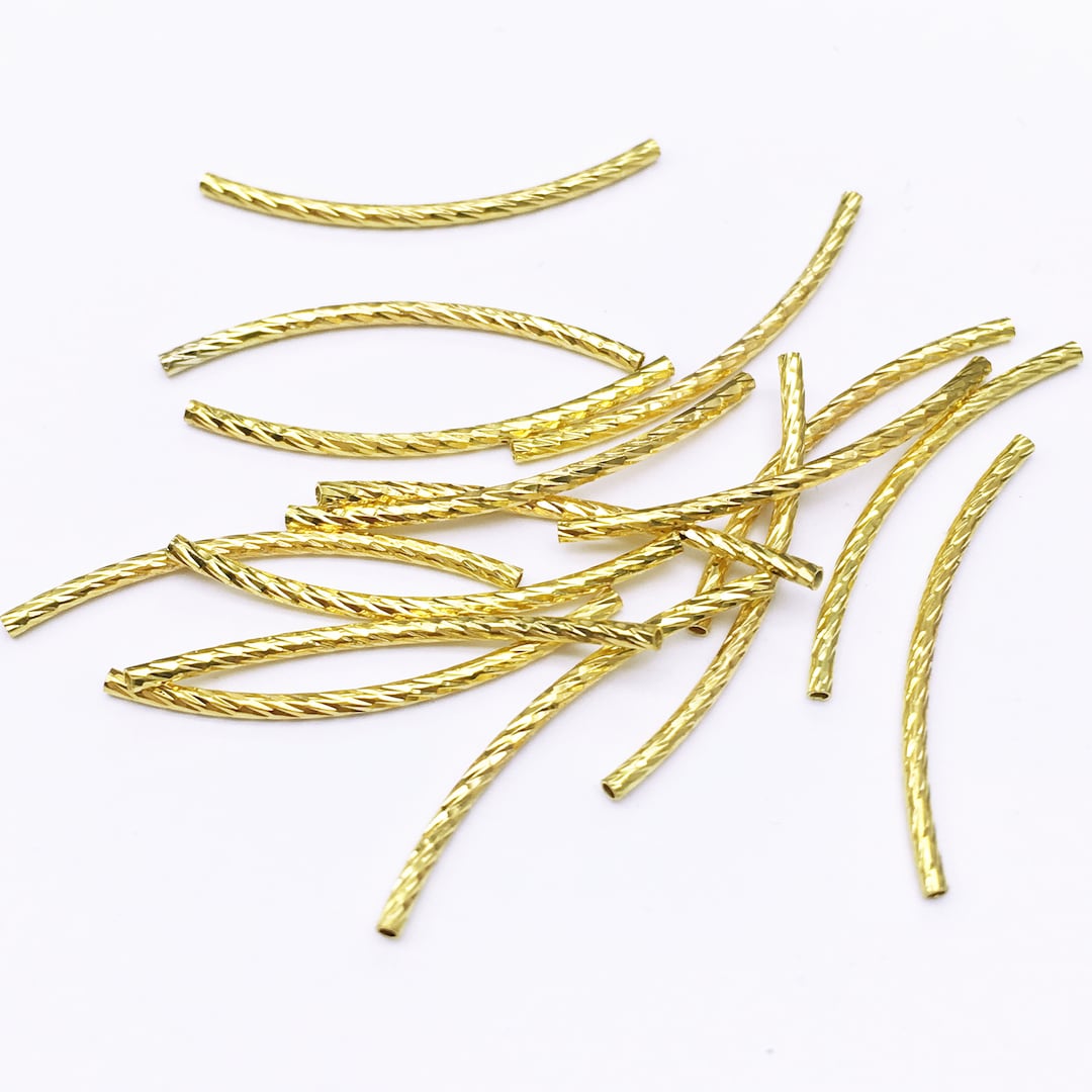 30pcs Brass Curved Tube Spacer Beads ,gold / Silver Metal Beads 30x1