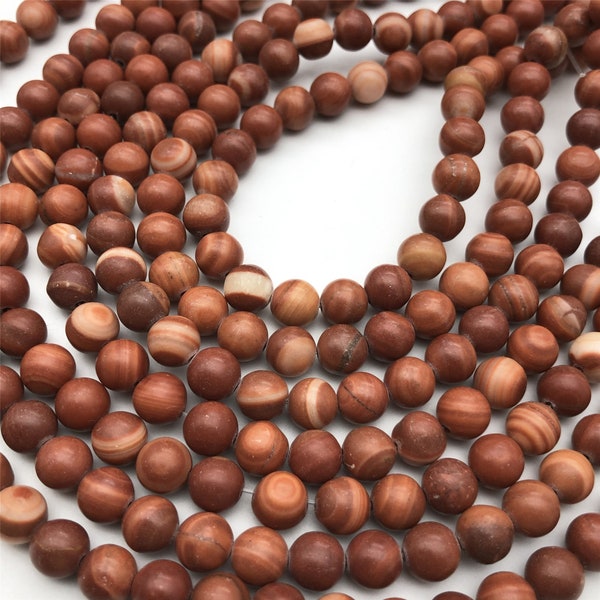 8mm Red Wood Jasper Round Beads , Gemstone Loose Beads Jewelry Supplies