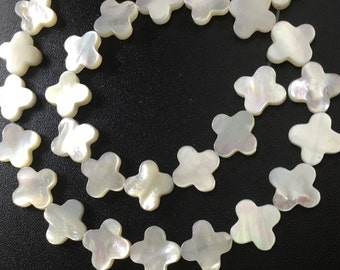 10pcs Mother Of Pearl Clover Beads ,8mm 10mm 12mm 14mm Natural MOP Beads,White Pearl Bead