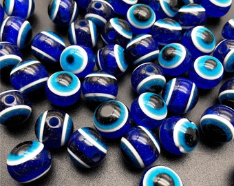 100 pcs Hamsa Evil Eye Beads,4mm 6mm 8mm 10mm 12mm Resine Evil Eye Beads, God's Eye, Resin Beads