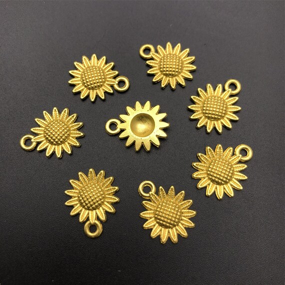 Bulk 50pcs Gold Sunflower Charms Flower Pendant Jewerly Findings