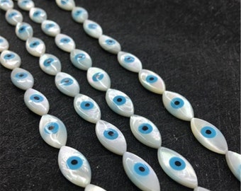 10Pcs Mother of Pearl Evil Eye Beads , Evil Eye Beads , Evil Eye Jewelry