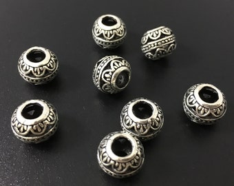 Bulk 30pcs Antique Silver Round Beads,Tibetan beads ,10mm Hollow Beads Findings