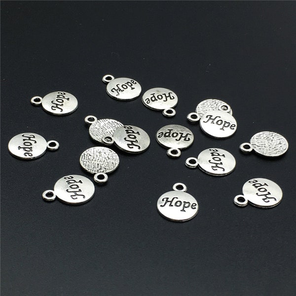 Bulk 50pcs  hope Charms -hope Pendants   -hope Tags -hope  Logo -- 12mm x 15mm