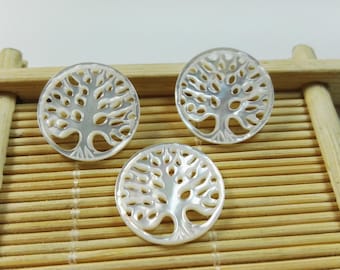 2pcs Mother Of Pearl Tree Of Life Charms , Tree of Life Pendants 18*18 mm