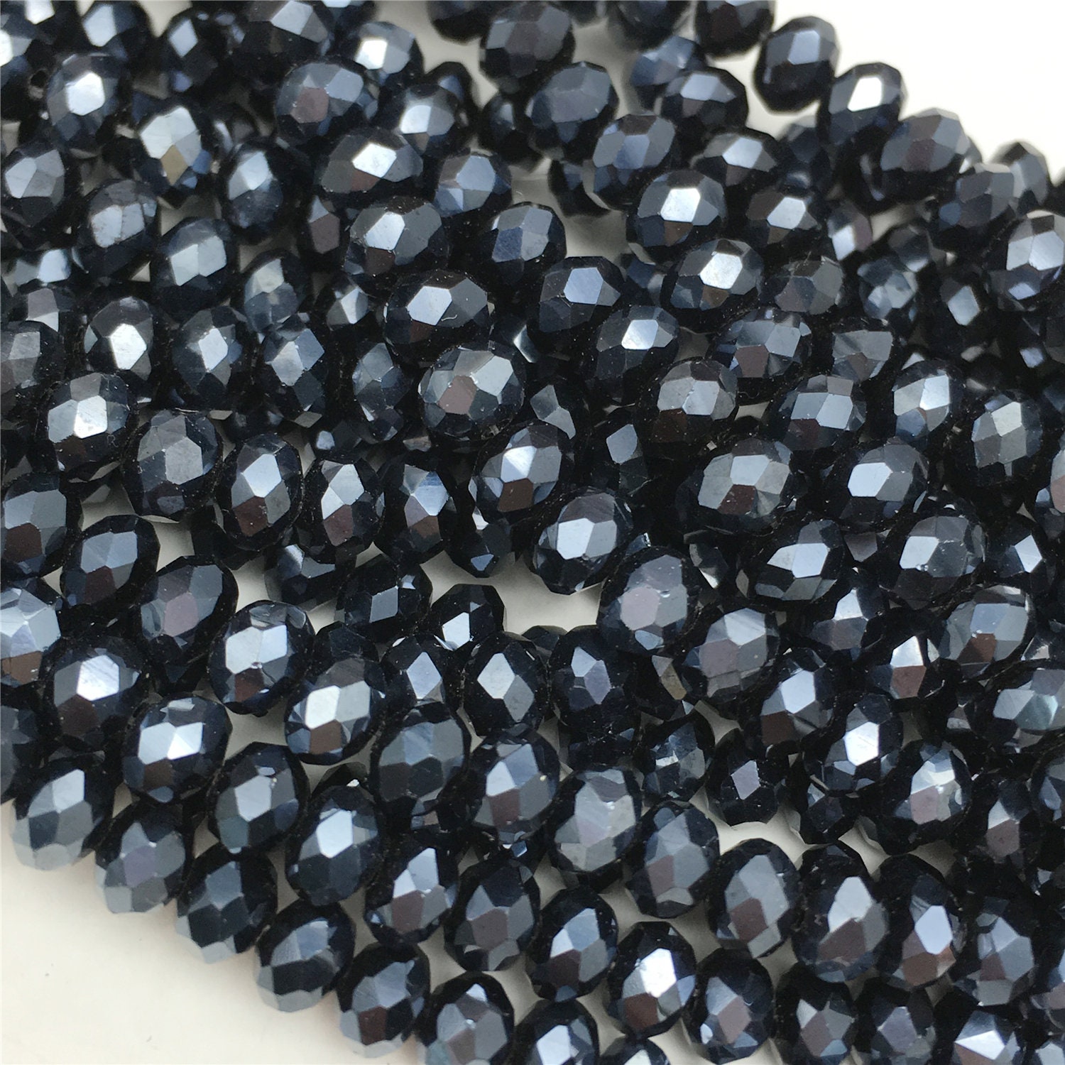 10 Cubic Zirconia Rondelle Roundel Beads 6mm Extremely Dark Blue #96221 
