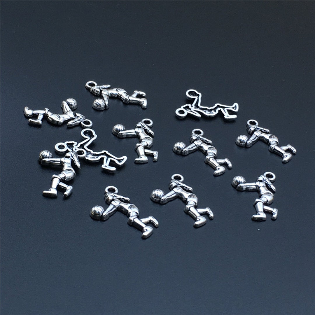 Bulk 40 Pcs Antique Silver Volleyball Charms , Volleyball Pendants