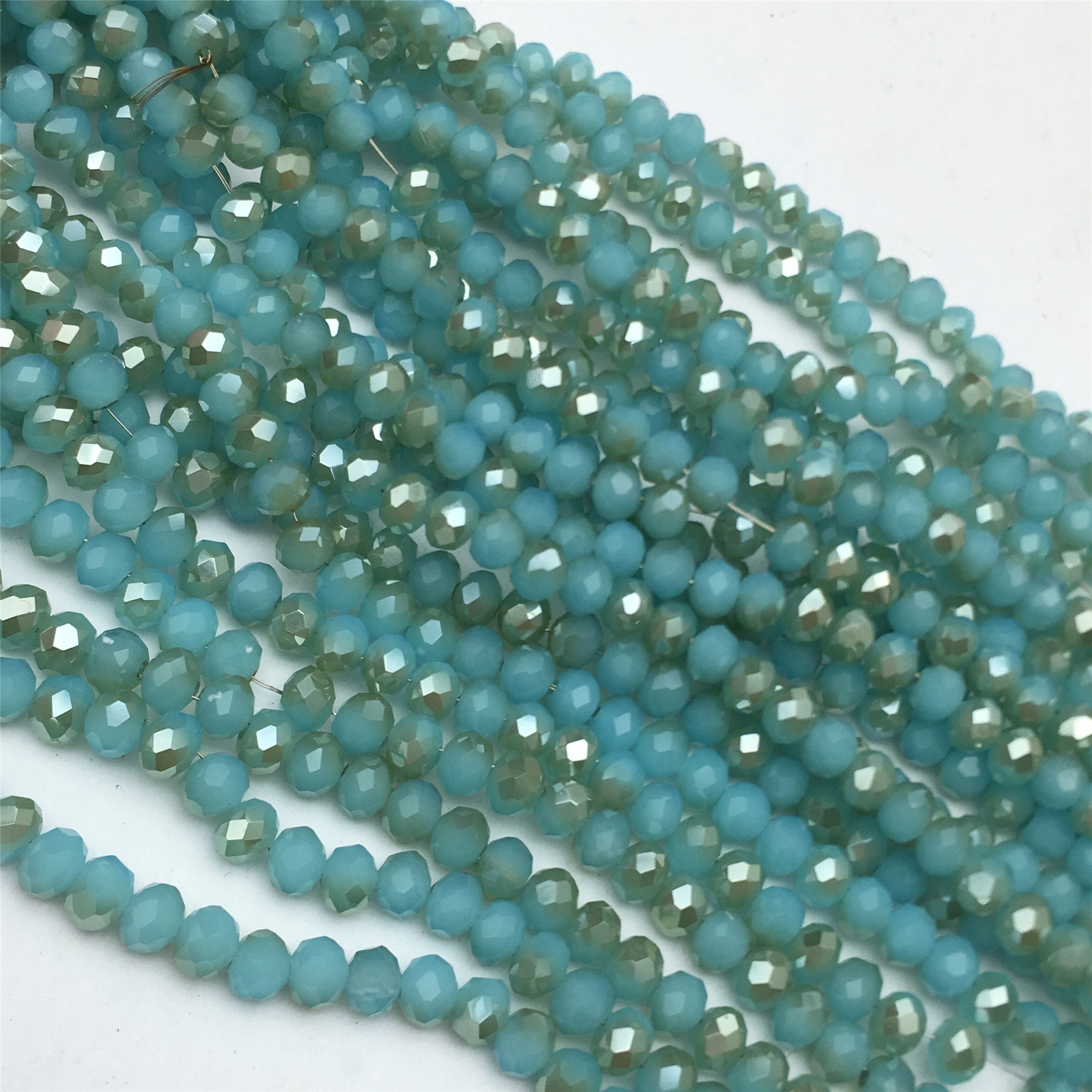 Efco Glasperlen Facettiert, Irisierend, 6 Mm, Mitte Blau – 50 Stück, Für Schmuck & Basteln