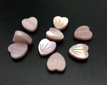 10pcs Mother Of Pearl Heart Beads,Pink Pearl Charms ,Heart Beads MOP Jewelry 10x10mm