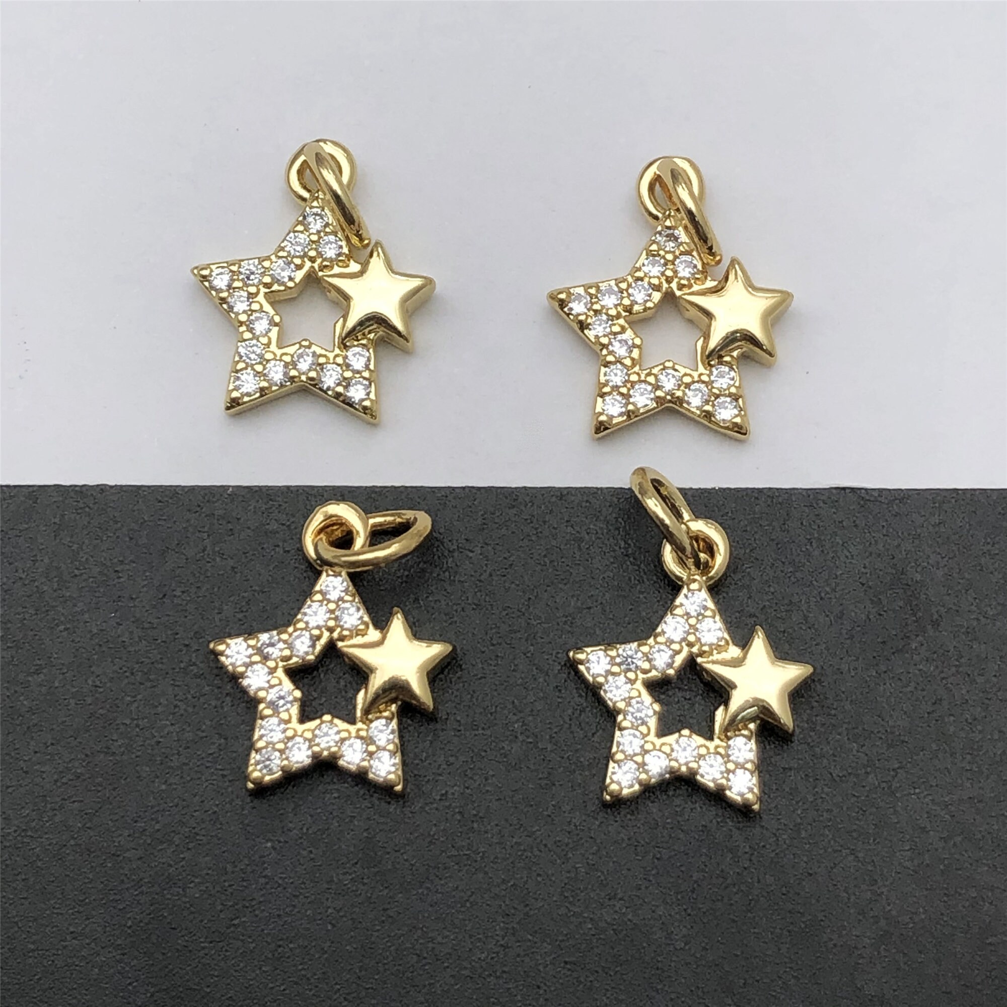 KitBeads 20pcs Cubic Zirconia Star Charms Mixed Color Star Charms Gold  Plated Brass Star Charms for Jewelry Making Bracelets Bulk